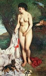 Banhista com um cachorro Griffon, 1870